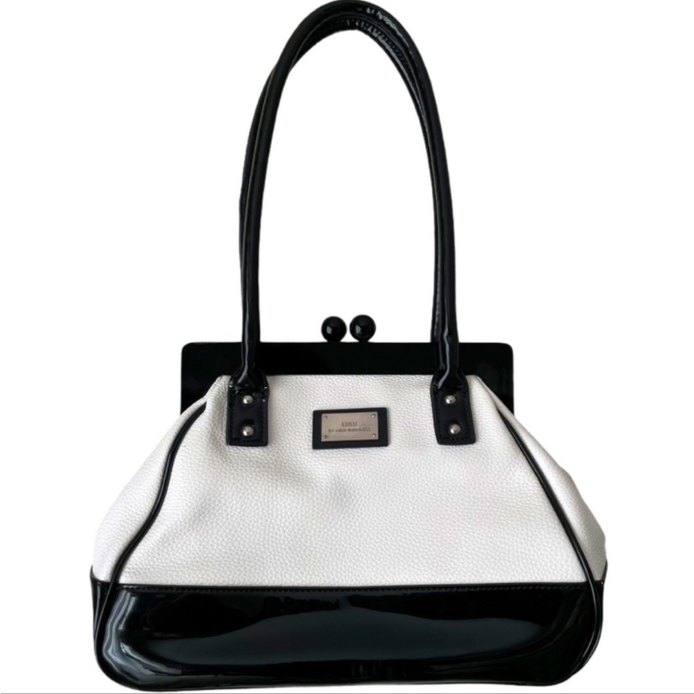 LULU by LULU GUINNESS Black and white patent leather shoulder bag purse